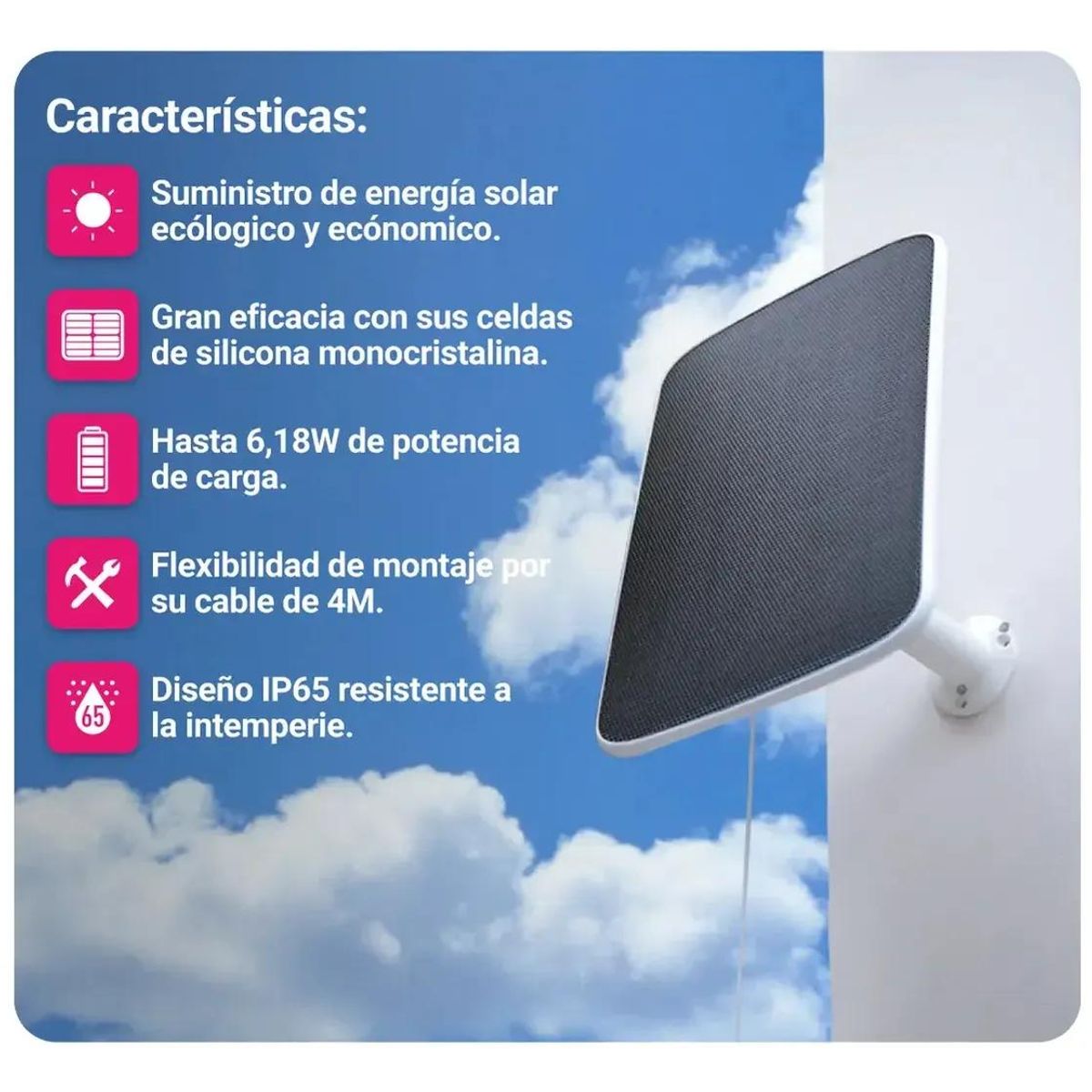 GENERICO - Panel Solar Ecológico con Carga Type-C para Exterior