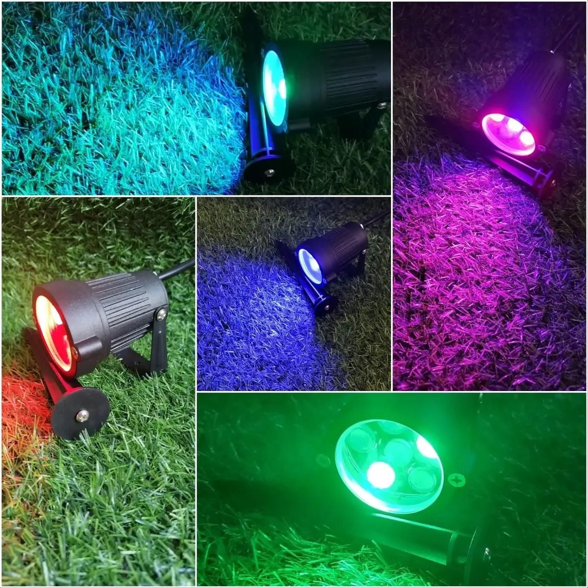 GENERICO - Pack 3 Focos LED RGB para Jardín 5W con Estaca
