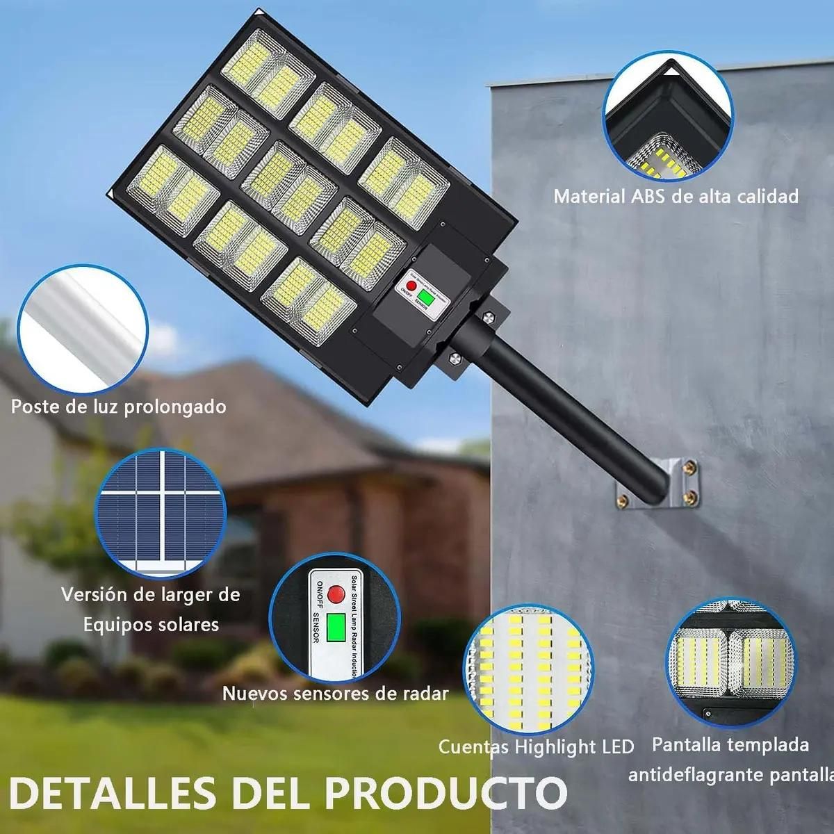 GENERICO - Reflector solar inalámbrico 1000W con sensor LED