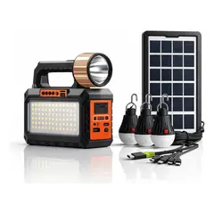 GENERICO - Kit Solar de Emergencia con 3 Ampolletas LED, Linterna y