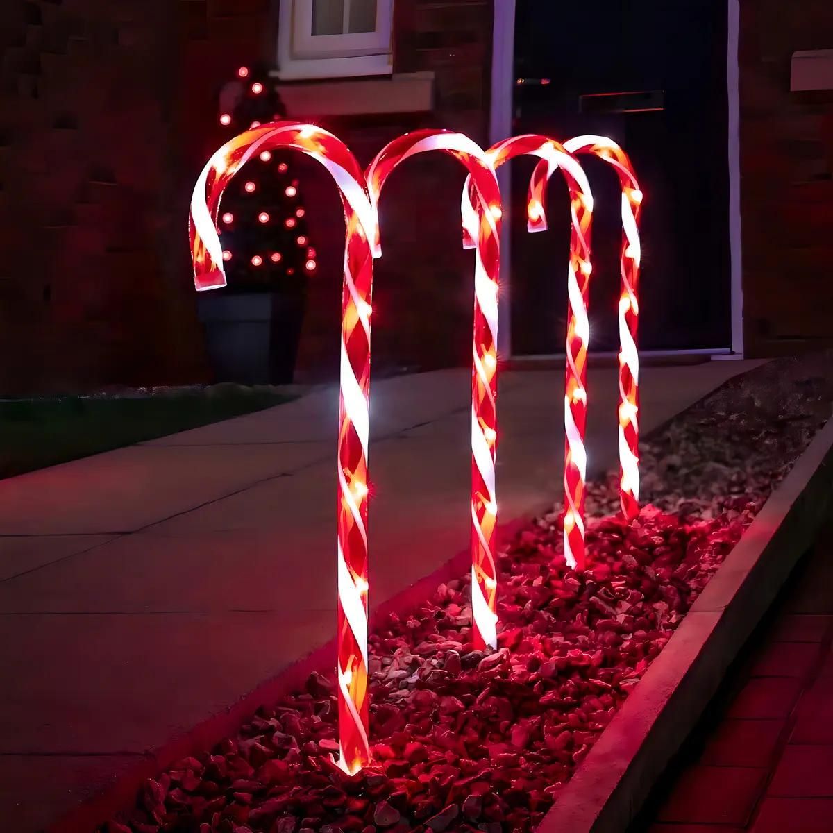 GENERICO - Luces solares decorativas navideñas bastones 5 unidades