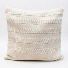 WAKESHOME - Funda de Cojín Boho Tejida Funda Almohadon Sofa Diseño Lineas 45x45cm