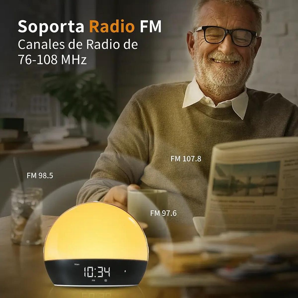 GENERICO - Reloj despertador con radio y luz amanecer