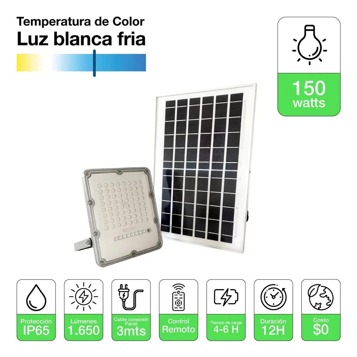 GENERICO - Proyector Solar LED 150W Exterior IP66 Luz Fría