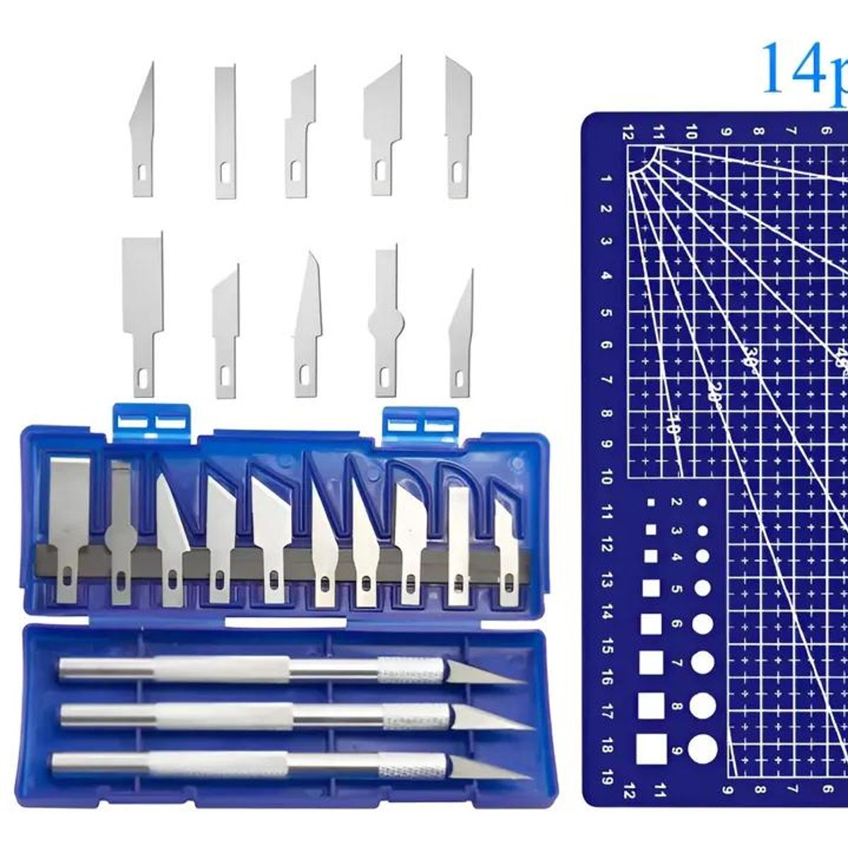 GENERICO - Set de 13 Cuchillos Cutter con Tabla de Corte