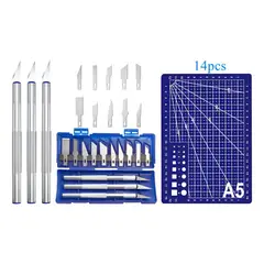 GENERICO - Set de 13 Cuchillos Cutter con Tabla de Corte