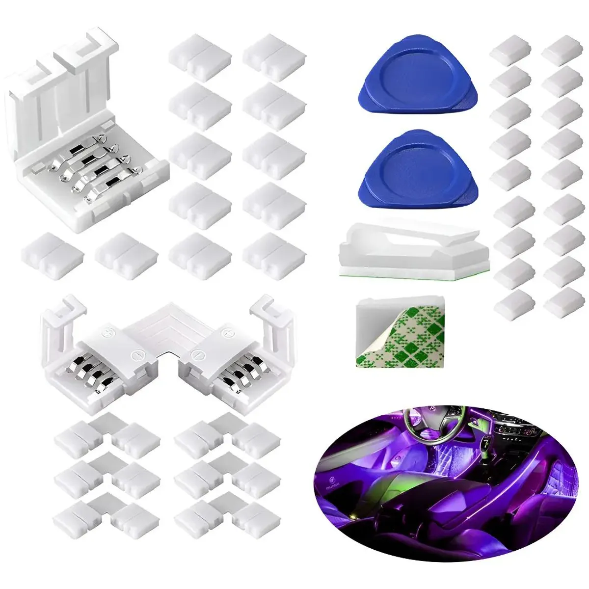 GENERICO - Kit 40 conectores para tira luces LED RGB 4 pines 10mm