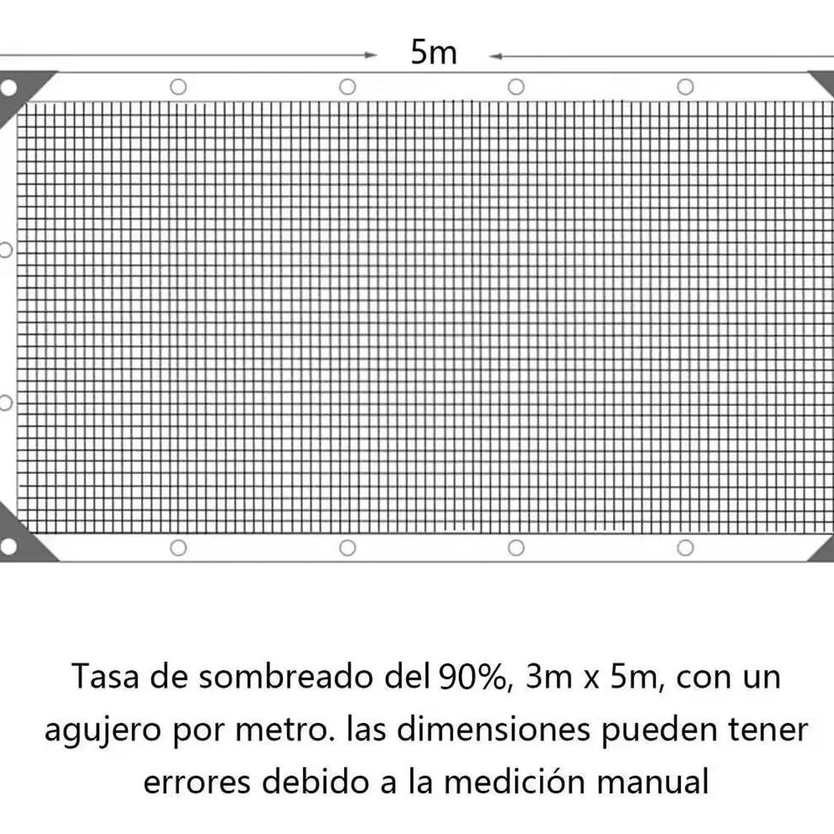 GENERICO - Lona de malla sombra red bloque 3x5m alta cobertura