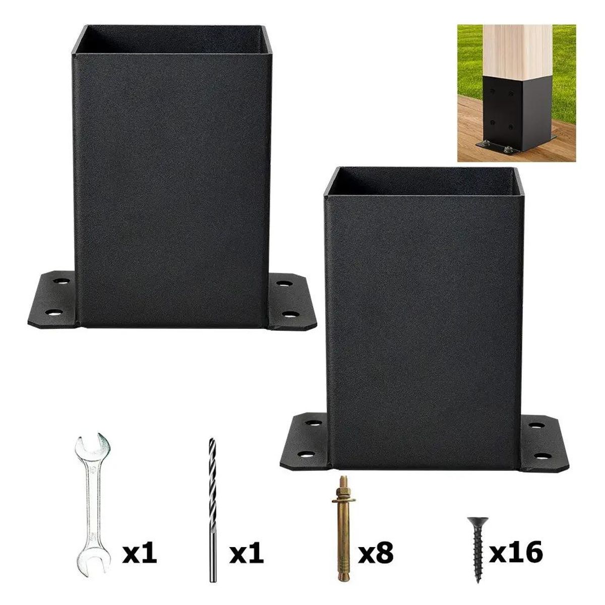 GENERICO - Base Pilar 4x4 para Soporte de Barandilla de Porche 2pcs