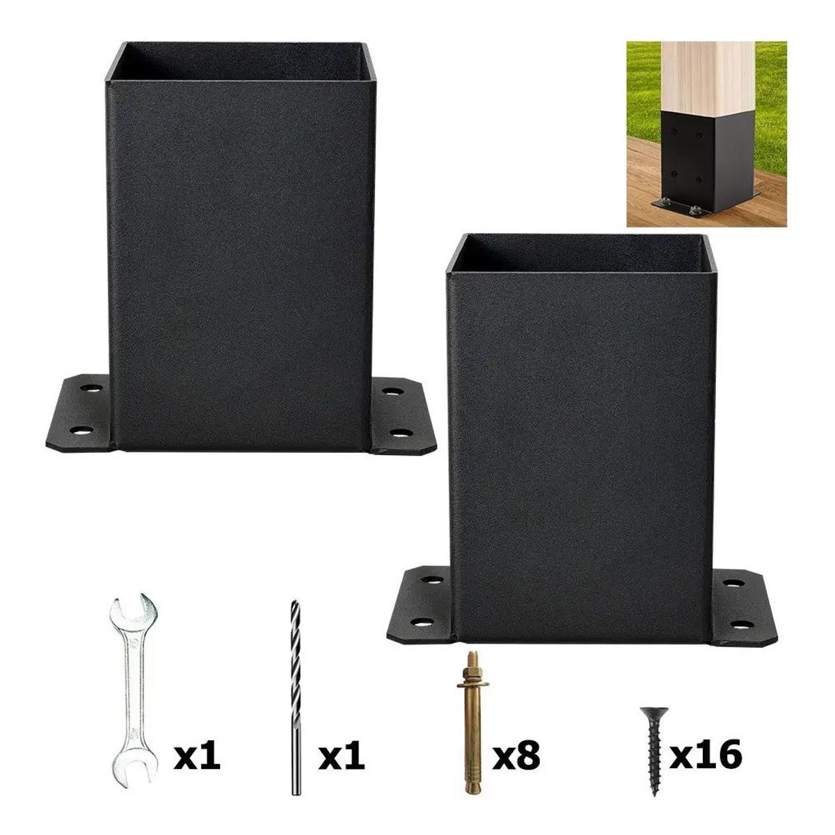 GENERICO - Base Pilar 4x4 para Soporte de Barandilla de Porche 2pcs