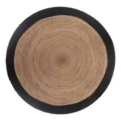 GENERICO - Alfombra redonda de yute 120 cm con borde negro