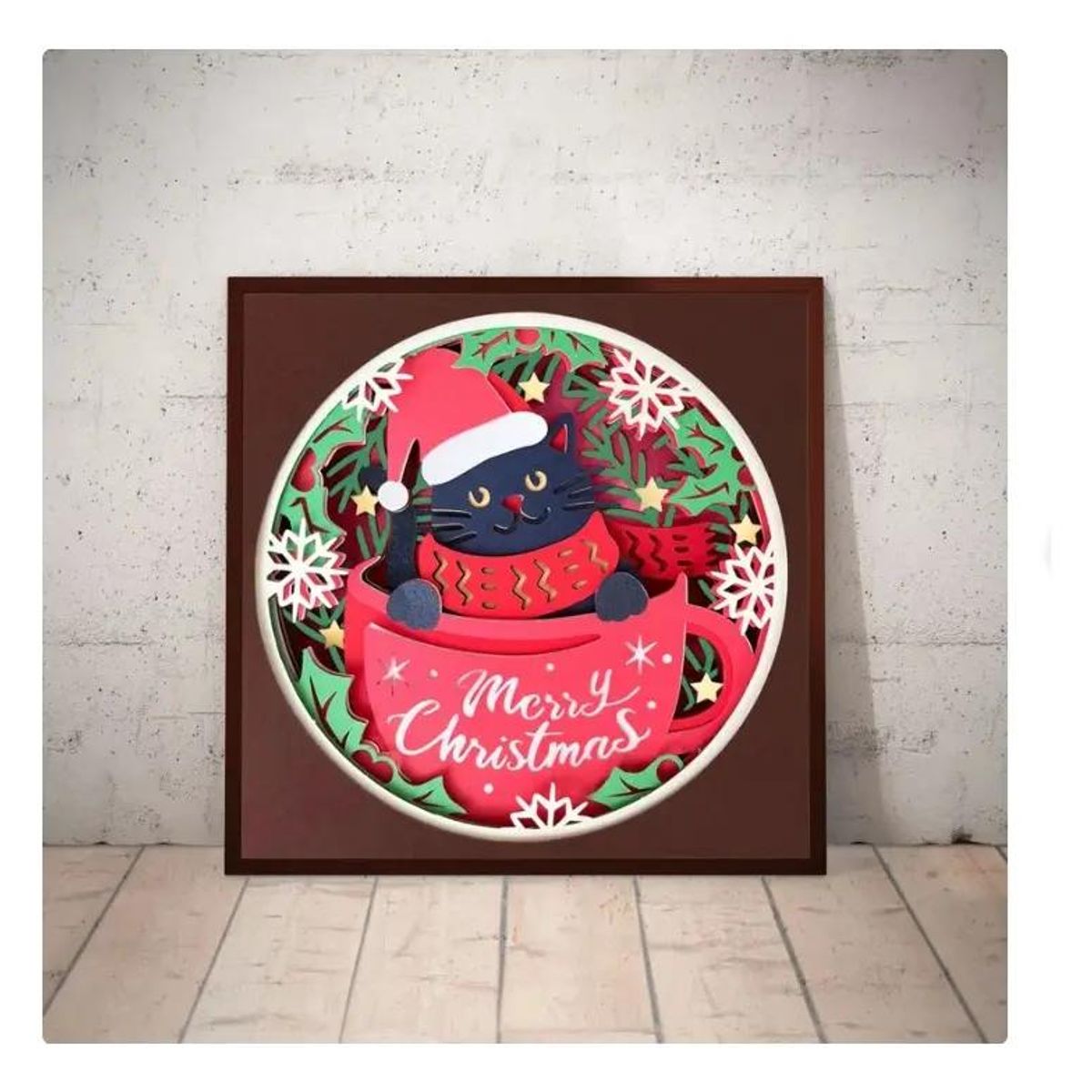 GENERICO - Cuadro Decorativo Gatito con Sweater de Navidad Grande