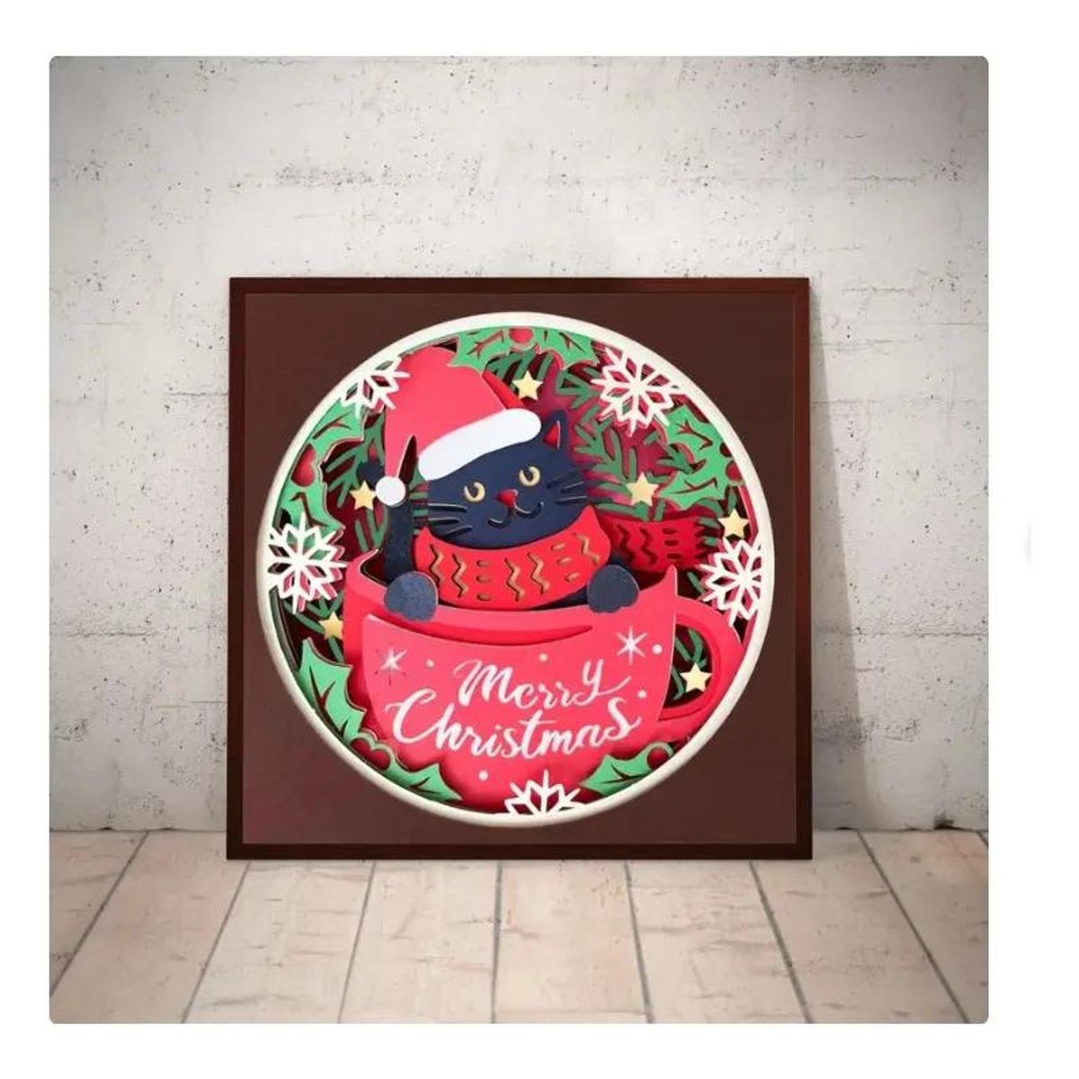 GENERICO - Cuadro Decorativo Gatito con Sweater de Navidad Grande