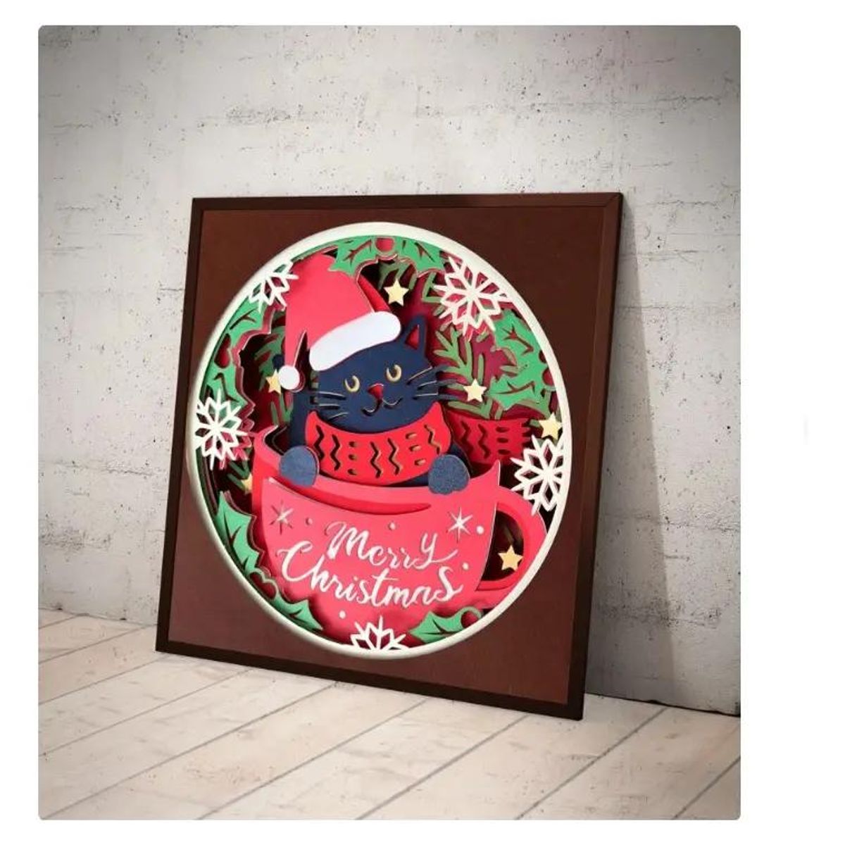 GENERICO - Cuadro Decorativo Gatito con Sweater de Navidad Grande