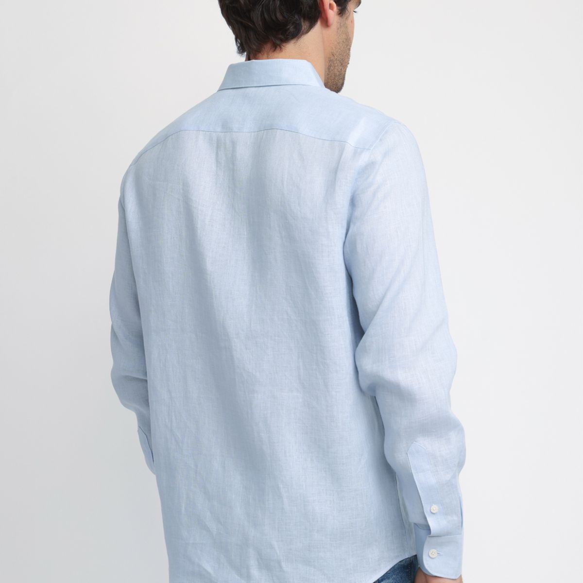PERRY ELLIS - Camisa Hombre Lino Celeste