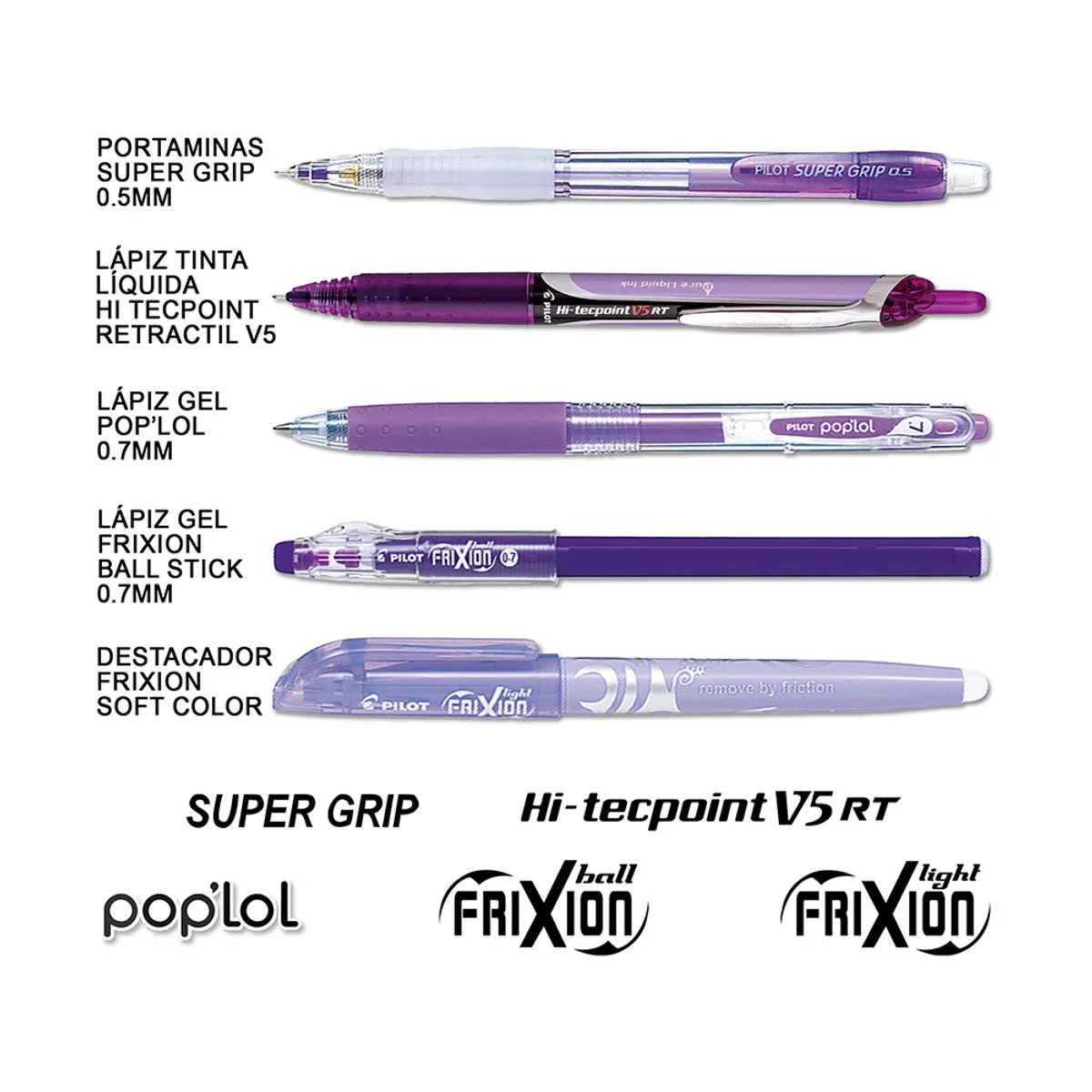 PILOT - Set Lápiz Colección Pilot 5 Uds Modelo RT Violeta