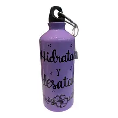 GENERICO - Botela metalica de aluminio para agua color morado 600 ml