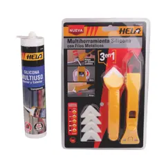 HELA - Kit de Sellado para Lavamanos y Lavaplatos Silicona Blanca + Multiherramienta