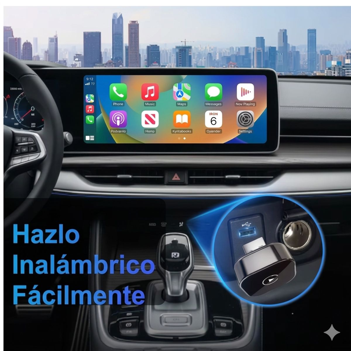 GENERICO - Adaptador inalambrico 2 en 1 carplay android auto