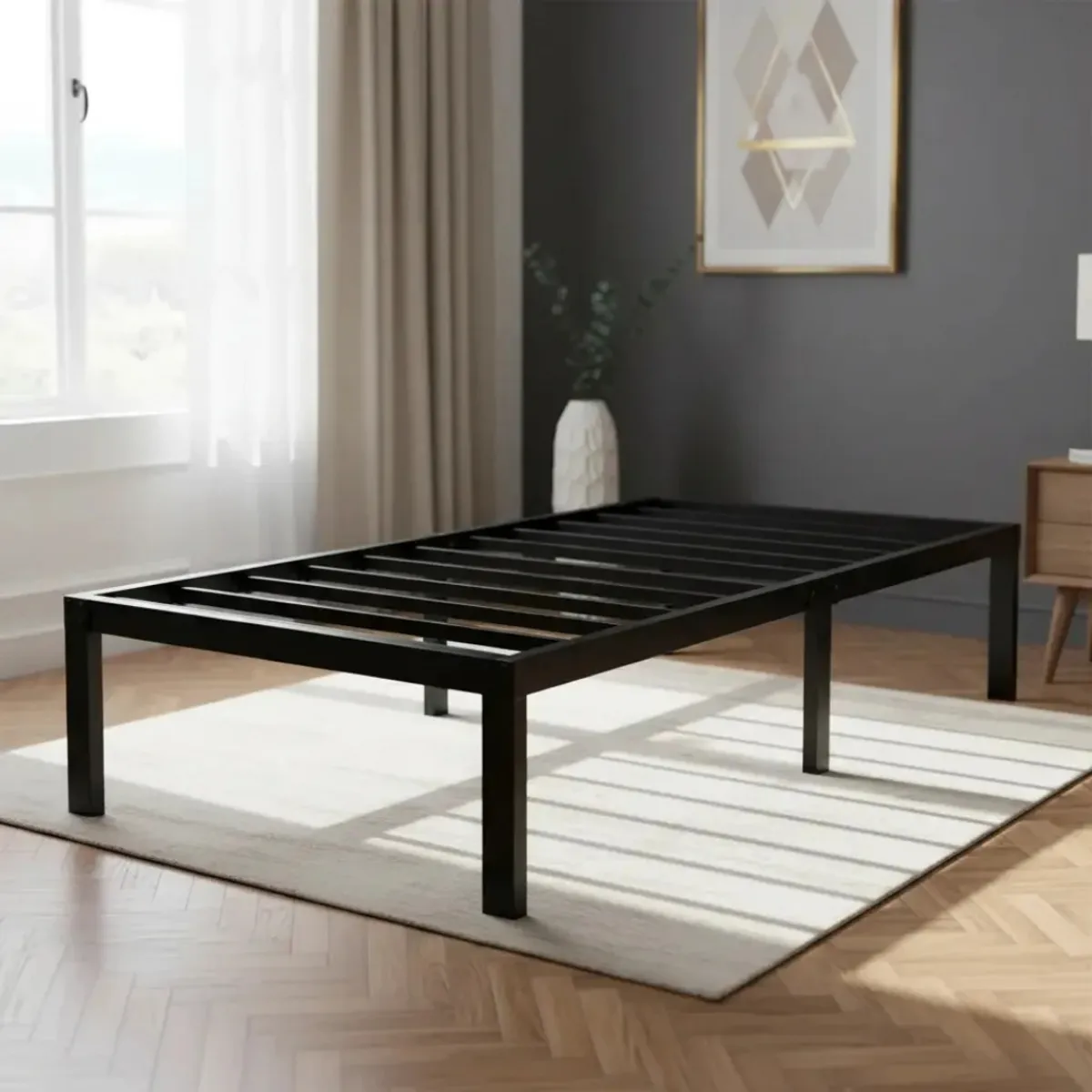 SHOP EHOME BAG - Base de Cama Individual 1 Plaza 190x90x35 cm Acero Color Negro