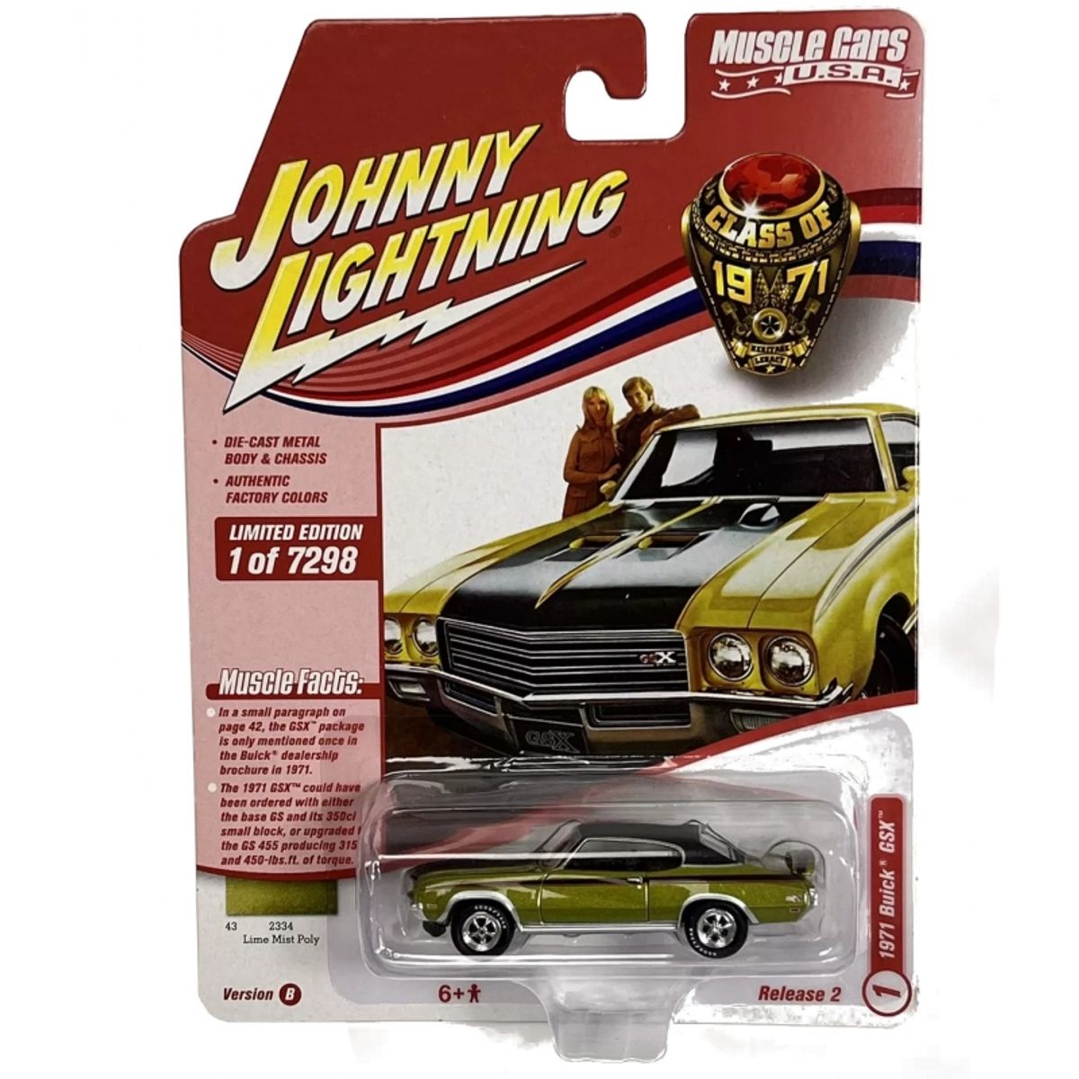 GENERICO - JOHNNY JLSP151B 1-64 1971 BUICK GSX LIME MIST POLY W BLACK