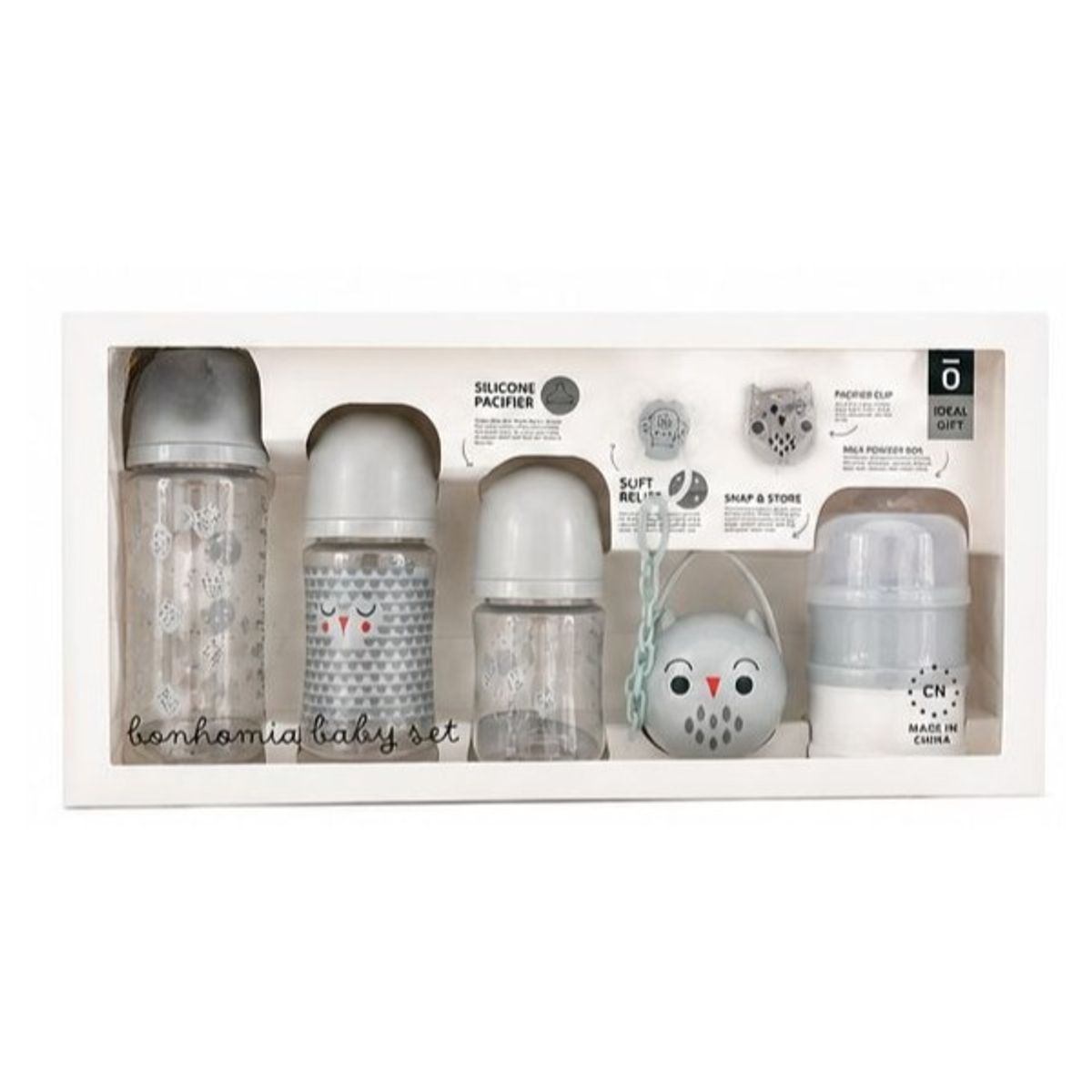 GENERICO - Set Mamadera Bebé 7 Piezas Alimentación GRIS