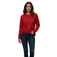 ACOCO - Sweater Mujer Flecos Rojo