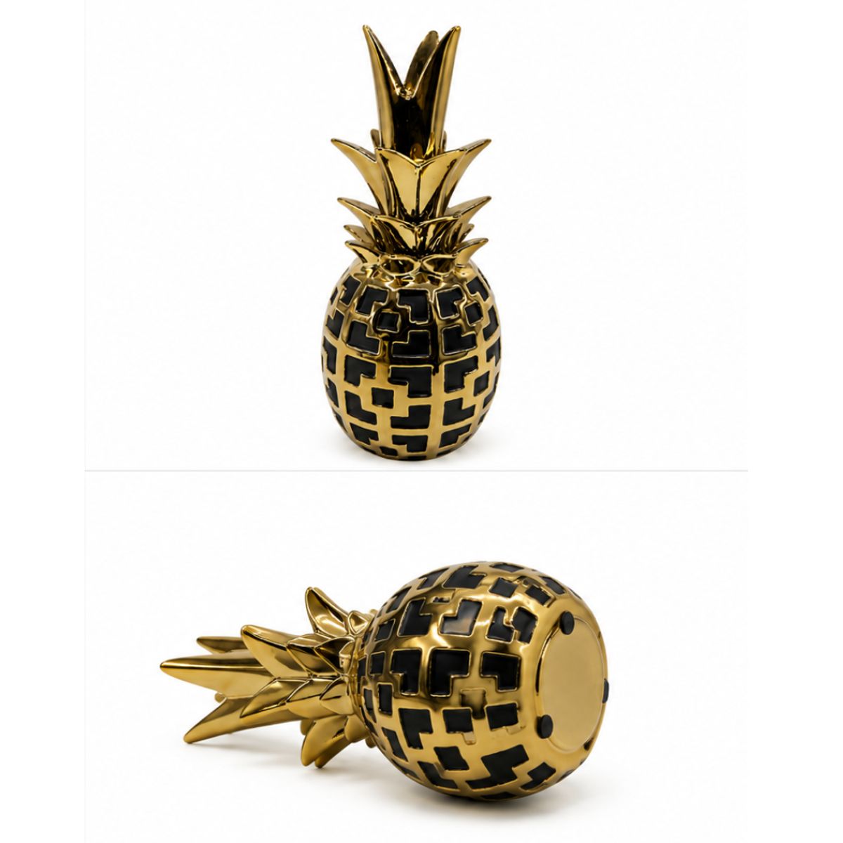 GENERICO - Figura Decorativa Piña Dorada con Detalles Negros Pequeña
