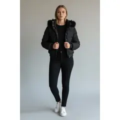 BLUE MOUNTAIN - Chaqueta Puffa De Mujer Impermeable Con Piel