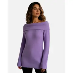 ACOCO - Sweater Mujer Largo Cuello Bote Alto Camila