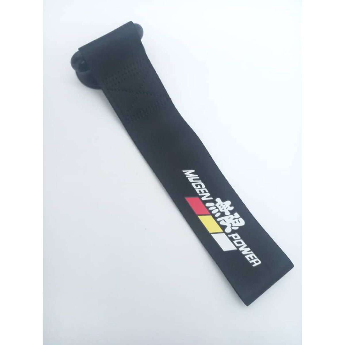 GENERICO - Cinta correa gancho de remolque ó arrastre tow strap universal MUGEN tunning PEGADO color NEGRO