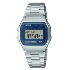 CASIO - Reloj Vintage Unisex Plateado Azul A-158WEA-2