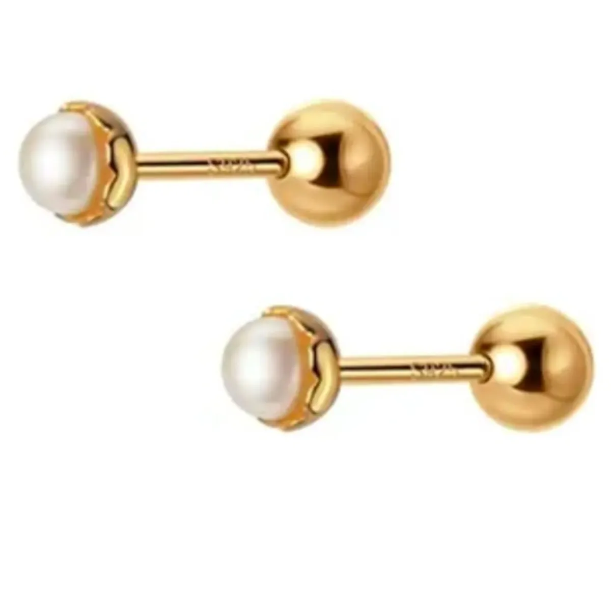 GENERICO - Aros 18k Para Bebe Atornillados Dorado