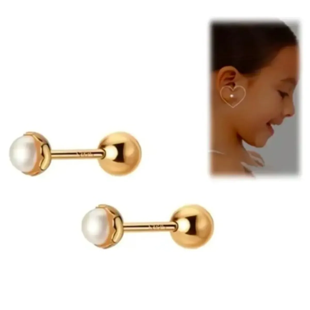 GENERICO - Aros 18k Para Bebe Atornillados Dorado