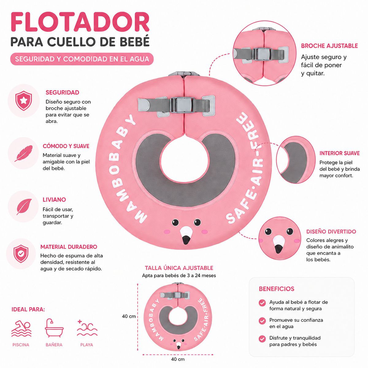 MAMBOBABY - Flotador de Cuello para Bebés Niños - Mambo Kids