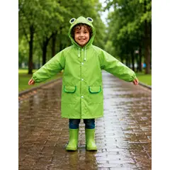 GENERICO - Capa Impermeable Poncho Lluvia Capucha Rana Sapo Para Niños