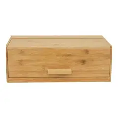 GENERICO - Panera De Bambú Con Tapa Caja Organizadora De Pan 40x23cm