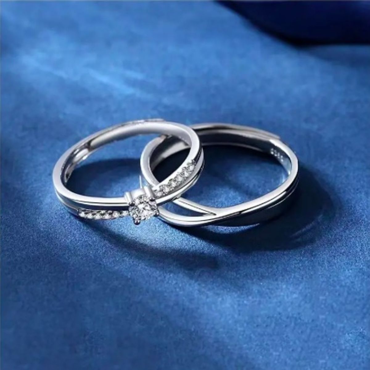 GENERICO - 2 Anillos Plata Ajustable Pareja
