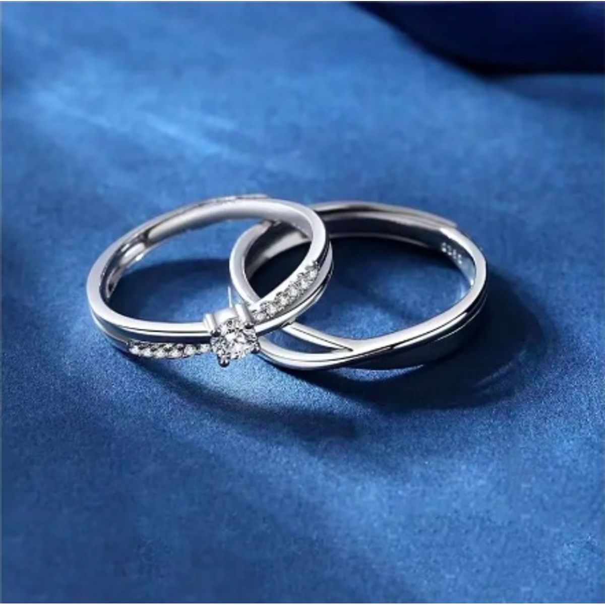 GENERICO - 2 Anillos Plata Ajustable Pareja