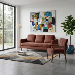 LATAM HOME - JUEGO DE LIVING 3-1 SOFA VENECIA 3C TELA VELVET + SITIAL MUNICH TELA