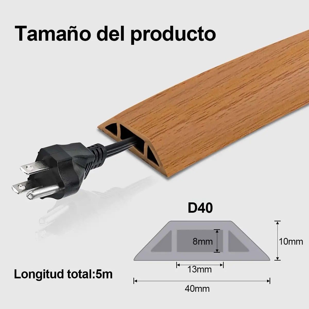 GENERICO - Canaleta Flexible Para Cables Pisos Paredes Adhesivo 5 M BELUG
