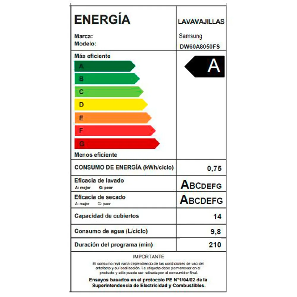 Lavavajillas 14 cubiertos DW60A8050FS/ZS, foto 4