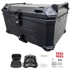 GENERICO - Maleta de moto Top case 65 litros Aluminio NEGRO