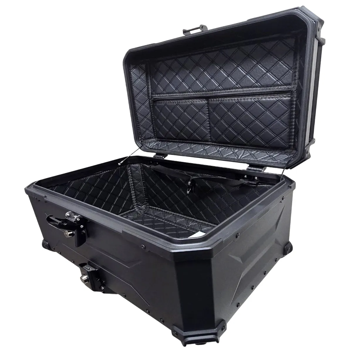 GENERICO - Maleta de moto Top case 65 litros Aluminio NEGRO