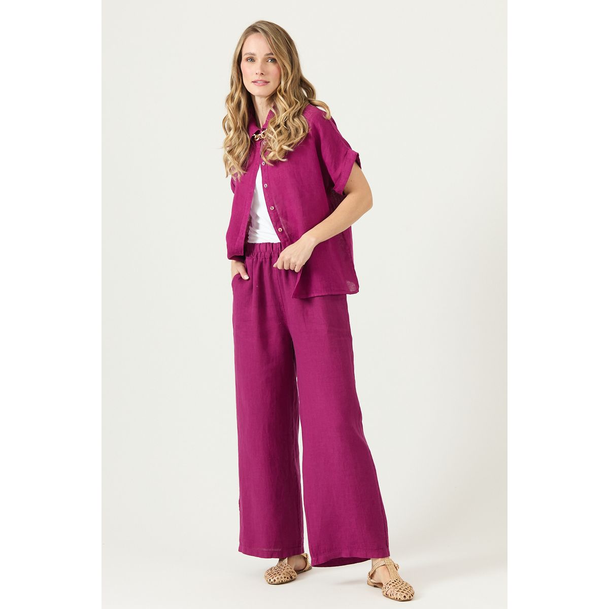 PRIVILEGE - Blusa De Lino Fucsia Cod 4517905