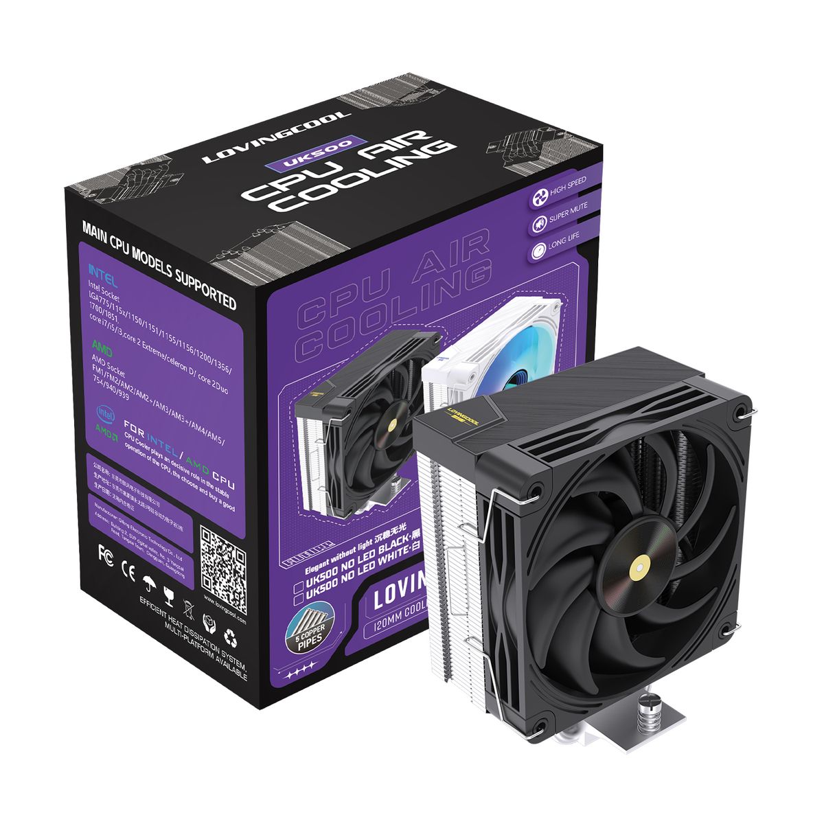 GENERICO - Cooler Cpu Lovingcool Uk500 5 Heatpipes 215w Pwm 120mm