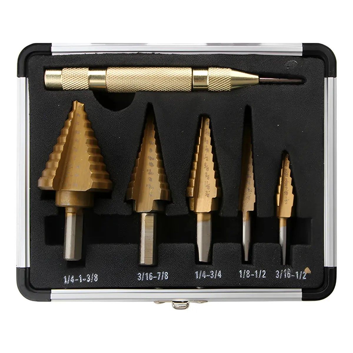 GENERICO - Set 6 Brocas Cónicas Hss Acero Rápido Titanio Metal BELUG