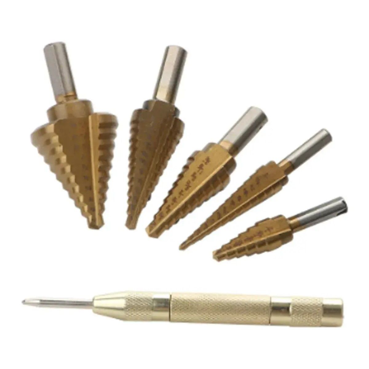 GENERICO - Set 6 Brocas Cónicas Hss Acero Rápido Titanio Metal BELUG