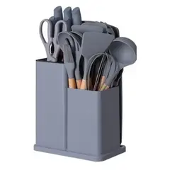 GENERICO - Set 19 Utensilios Cocina Silicona Hogar Color Gris