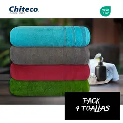 CHITECO - Pack 4 Toallas 450g Algodón 140 X 70 Cm Baño Premium Colores
